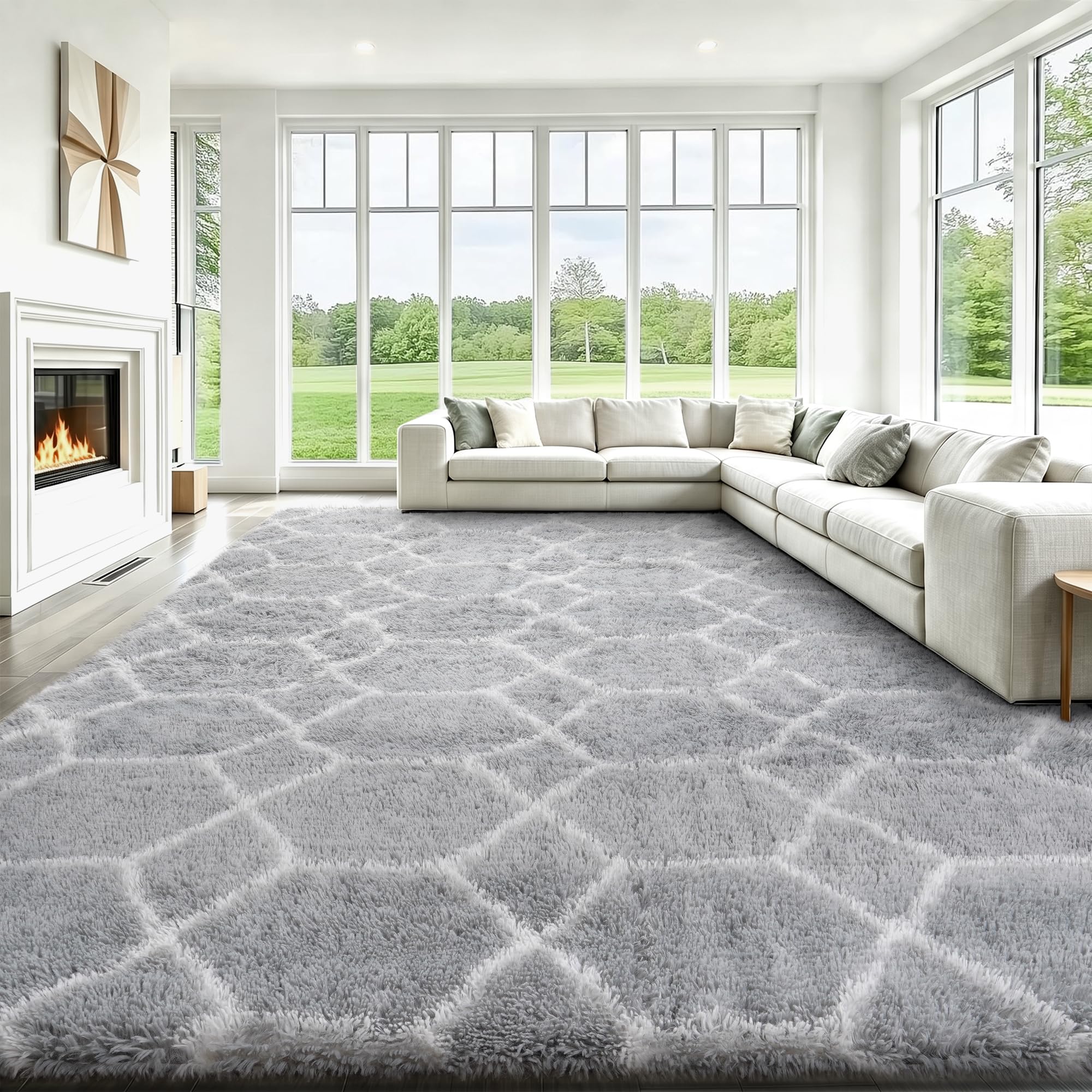 FVVRAX Large Rugs Living Room, Non-Slip Washable Geometric Rugs for Bedroom