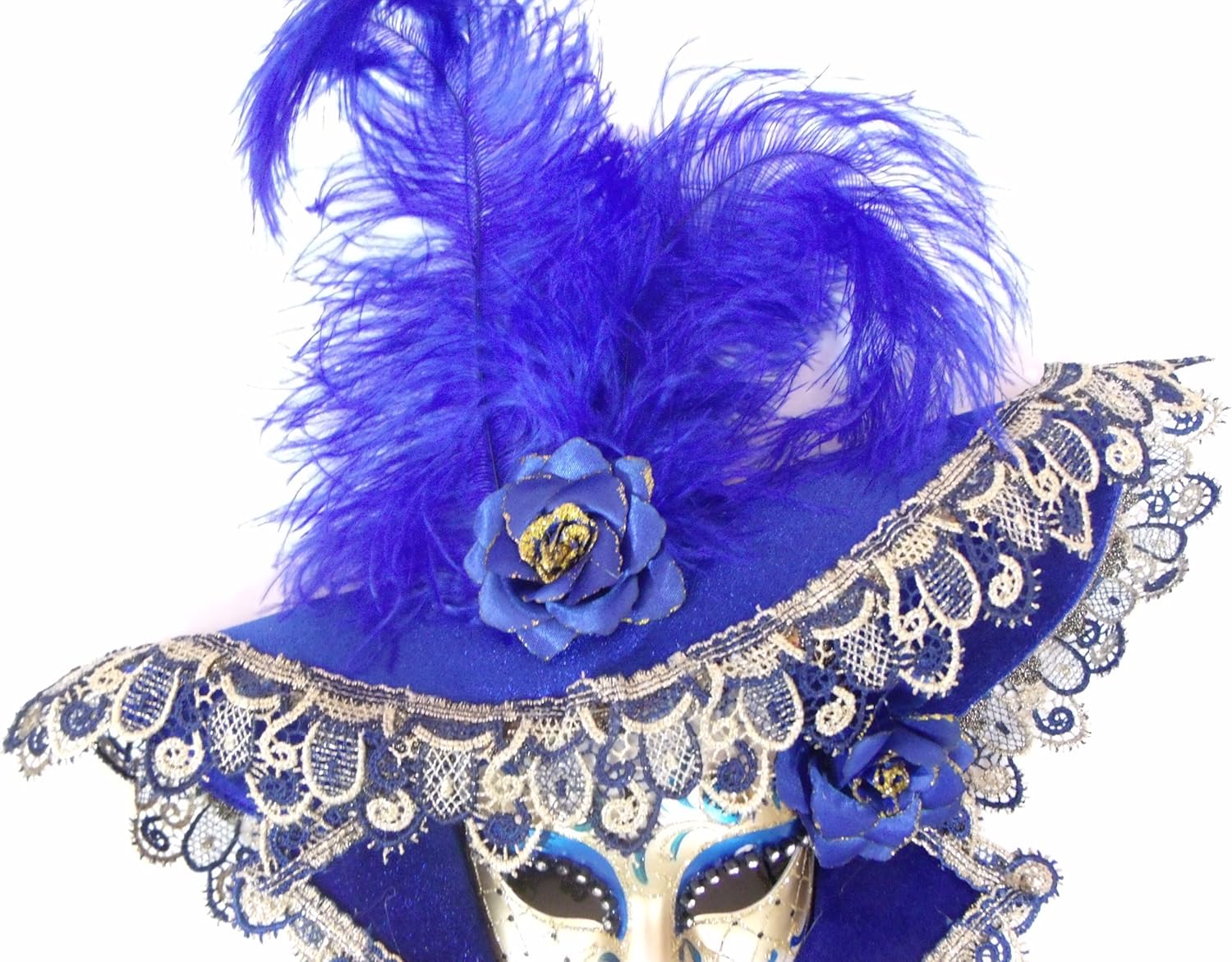 Royal Blue Miniature Jolly Cappello Anna Venetian Decorative Mask