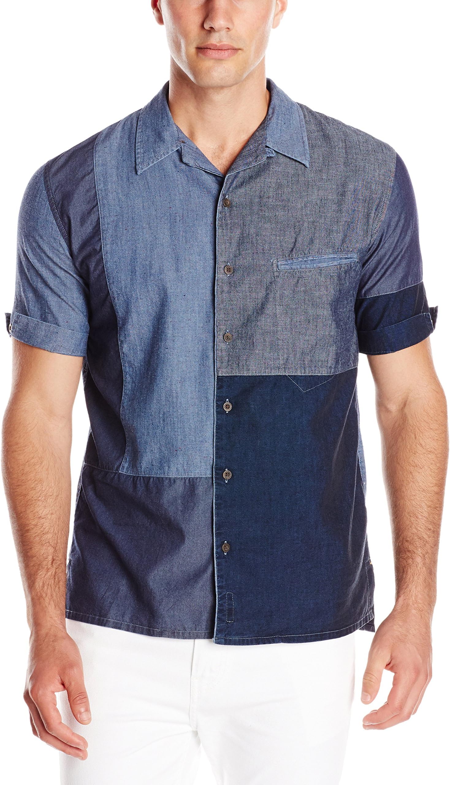 Nudie Jeans Men's Brody Pattern Denim Bowling Shirt