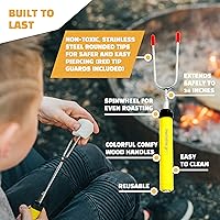 Vista 4 de MalloMe Smores Sticks para hoguera – Kit giratorio de 34 pulgadas para asar malvaviscos al aire libre – Accesorios para fogata – Pinchos Smore
