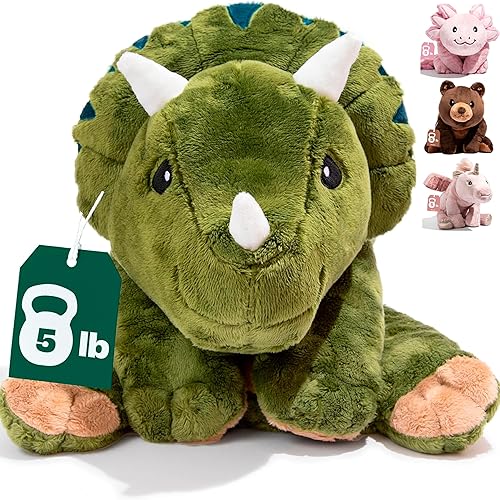 Brease Animal de peluche con peso, dinosaurio verde de 25 pulgadas, 5 libras, felpa pesada