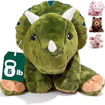Brease Weighted Stuffed Animal - Green Dinosaur 5 lbs, Ideal for Sensory Needs, Austism & Anxiety | Comfort & Relaxation for Both Kids and Adults