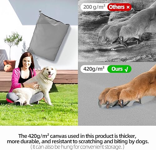 Miniatura 6 de Sytopia Cama de lona para perros de 42 pulgadas para exteriores, ultra duradera, impermeable, a prueba de masticaciones, lavable, funda extraíble,