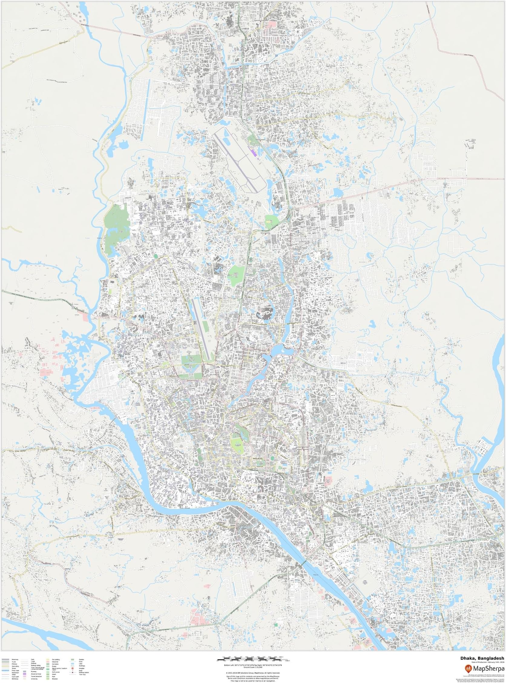 Dhaka, Bangladesh - 36" x 48" Laminated Wall Map