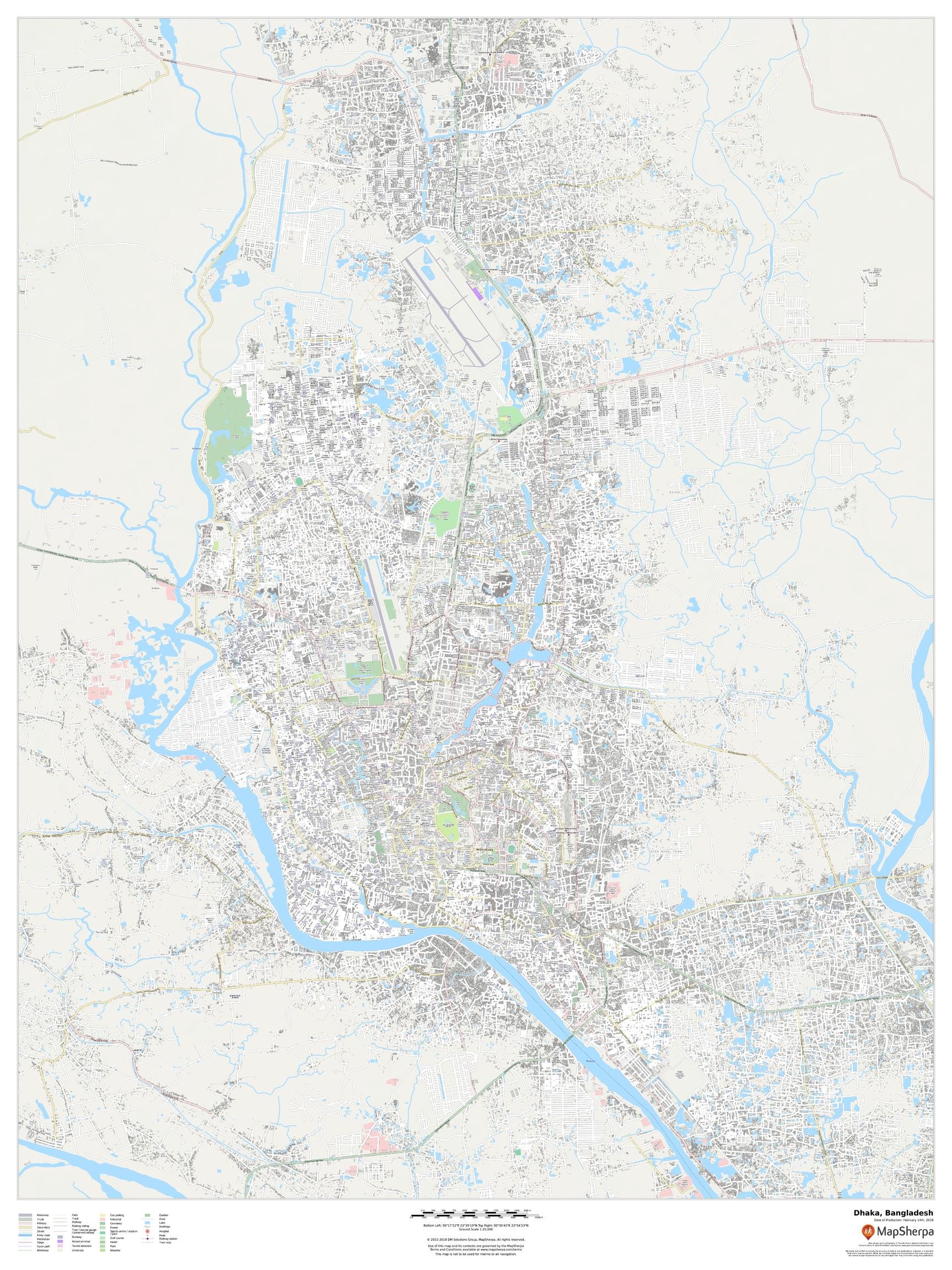 Dhaka, Bangladesh - 36" x 48" Laminated Wall Map
