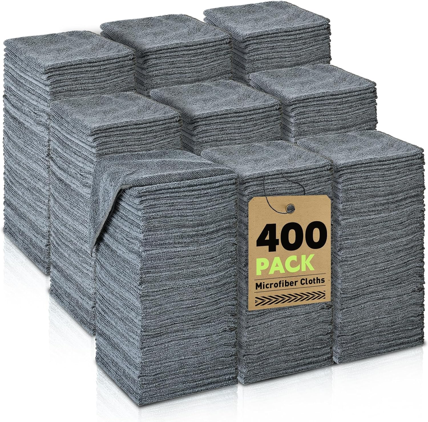 Gray Microfiber Cleaning Cloths Bulk-400 Pack, Gray Microfiber Towels for Cars, Ultra Absorbent Wash Cloths, Lint-Free Streak-Free Microfiber Towels Bulk for Cars, 12x12 inches