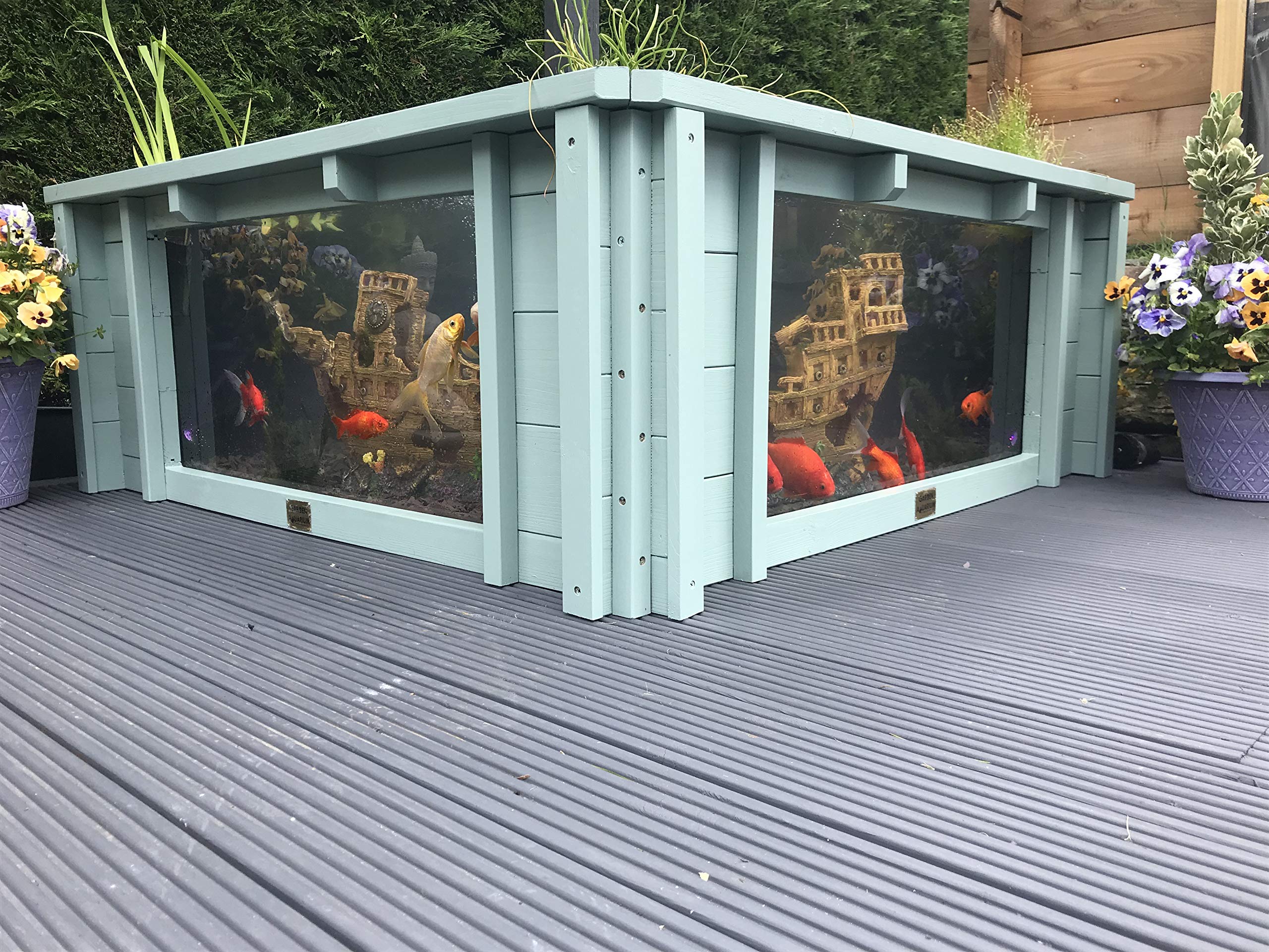 Clear View Garden Aquarium Lotus Square Raised Garden Pond With Windows
