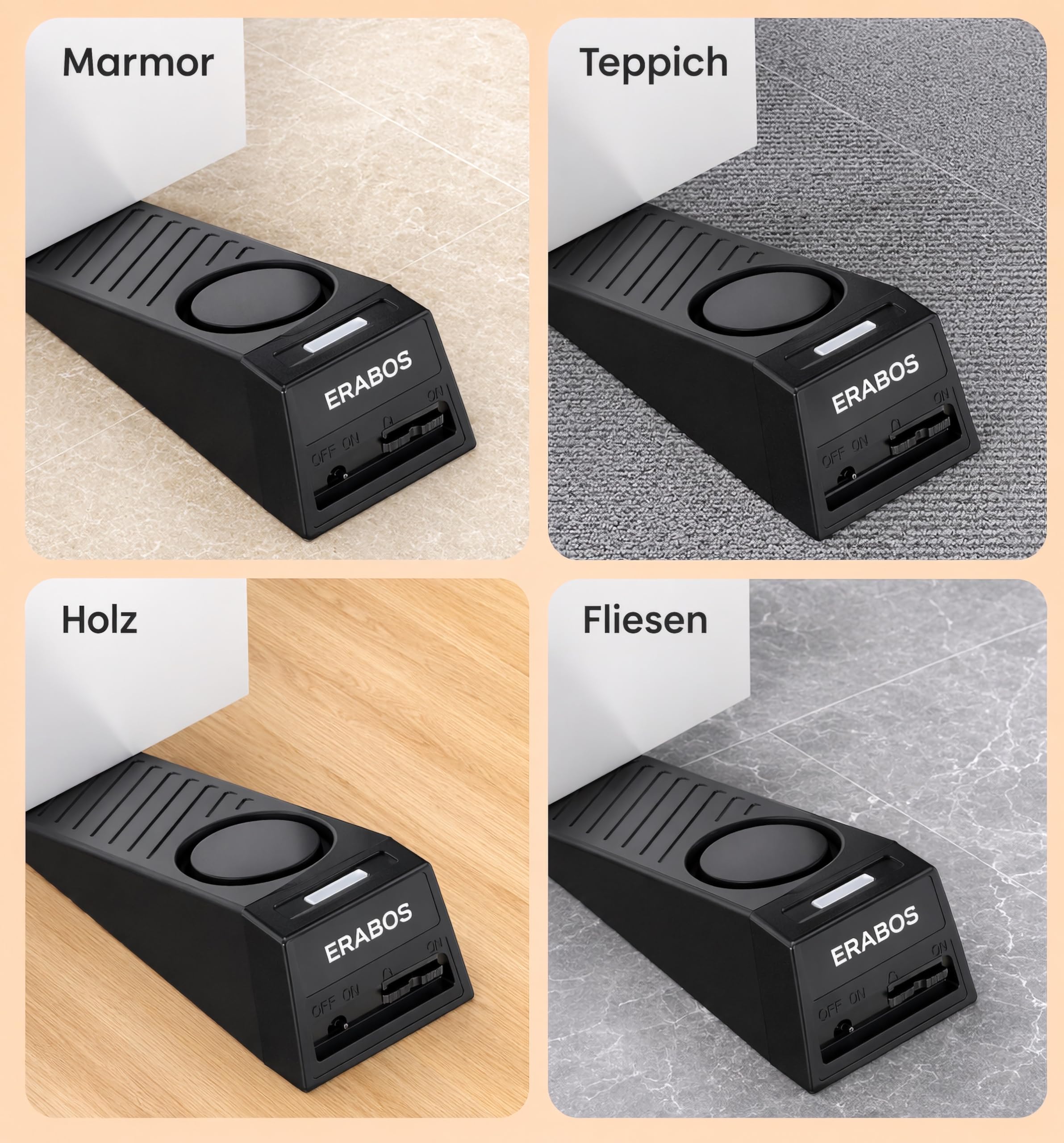 Sicherheits-Set für Fenster und Türen – 2X Glasbruchalarm GX100 + 2X Türstopper-Alarm, Einbruchschutz Bundle für Haus, Wohnung, Büro und Reise
