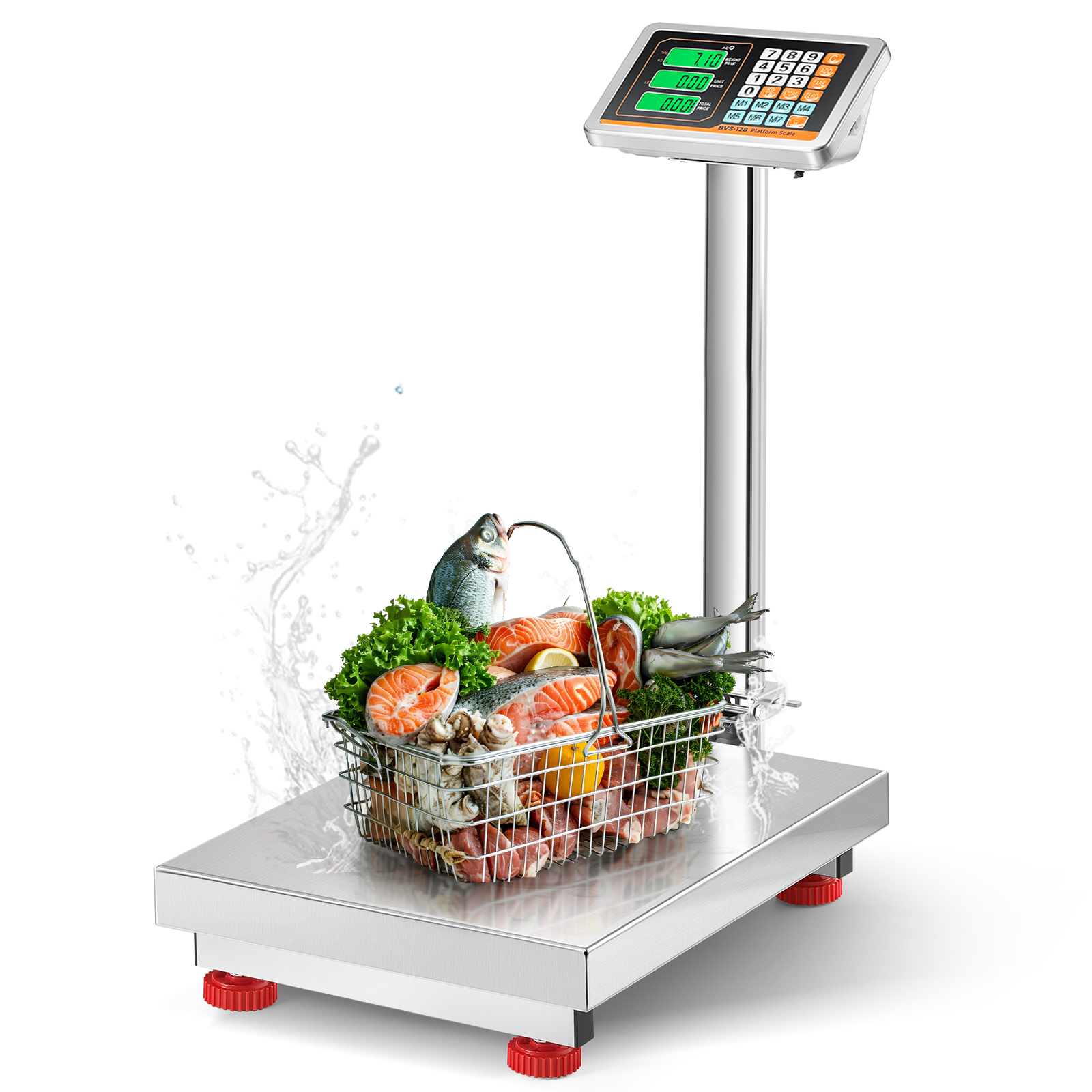 Báscula Digital De Plataforma - Capacidad 300 Kg (660 Lbs), Plegable, Recargable, Con Función De Cálculo De Precios