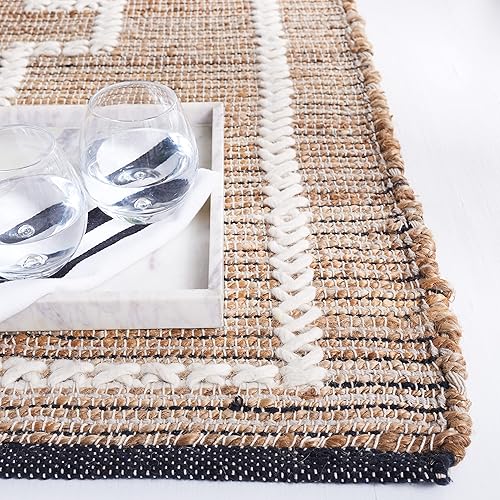 Miniatura 5 de Safavieh Natural Fiber Collection NFB375A - Alfombra de área de yute de tejido plano 6 x 9 pies color naturalmarfil