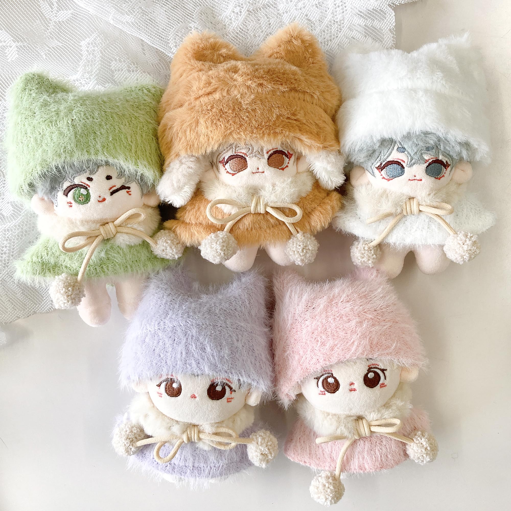 Amazon.co.jp: 猫耳ニット帽&ファーポンチョ&マフラーセット 10cmぬい