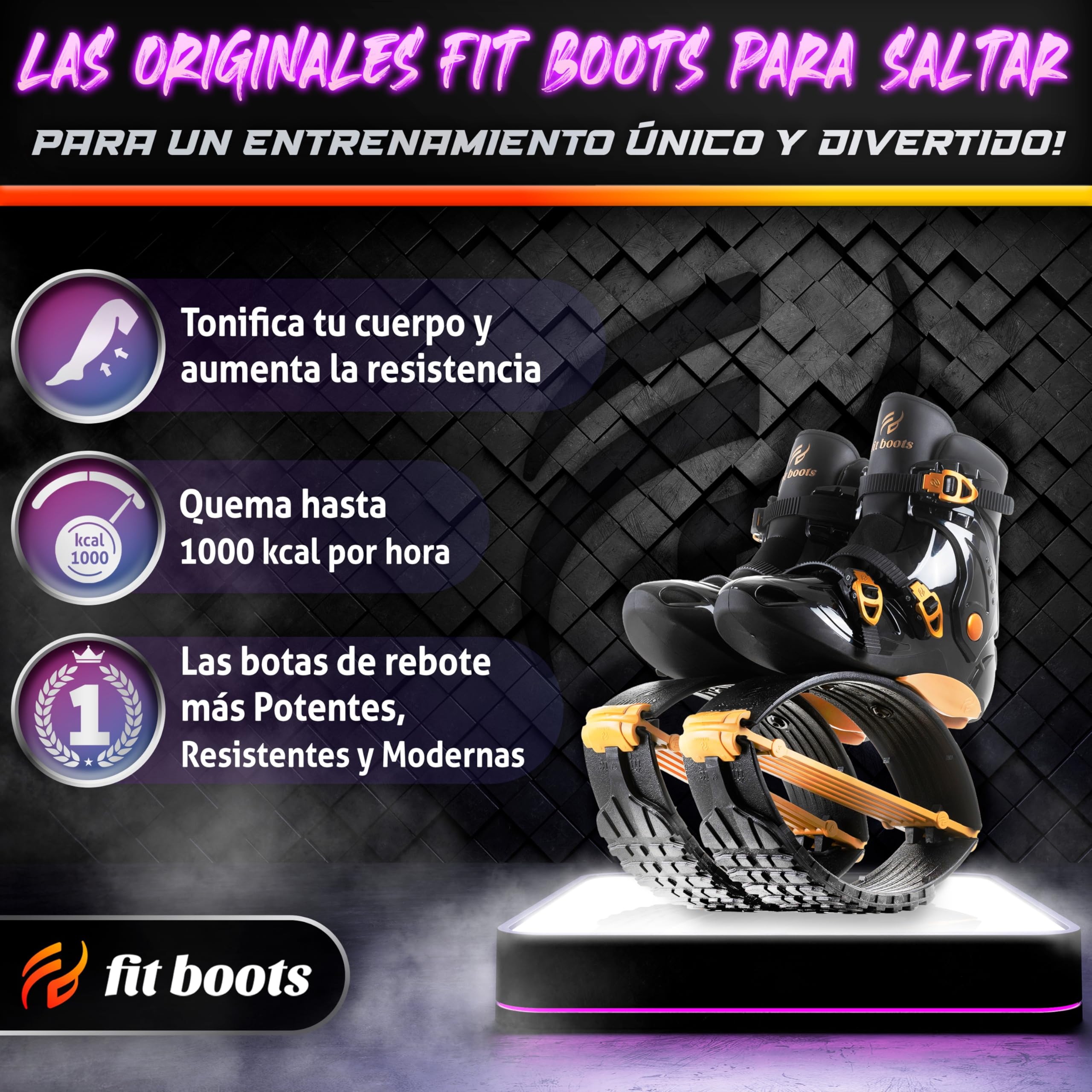 FIT BOOTS - Botas de Rebote de Nueva Generación, Originales Botas de Saltar de la Comunidad Internacional de Entrenamiento FitBoots Que Revolucionan tu Fitness, Zapatos Jump Boots - (Oro)