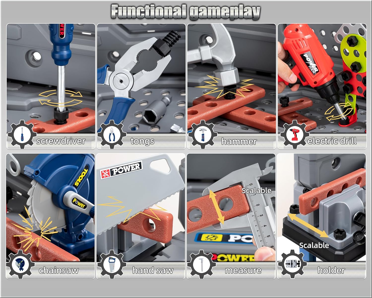 Kids Tool Kit，Kids Tool Bench STEM Engineering Playbench，32-inch Folding Workbench Set with 35+ Accessories, Electric Drill Toy & Tool Storage, Creative Construction Playset for Boys Girls Ages 3-5