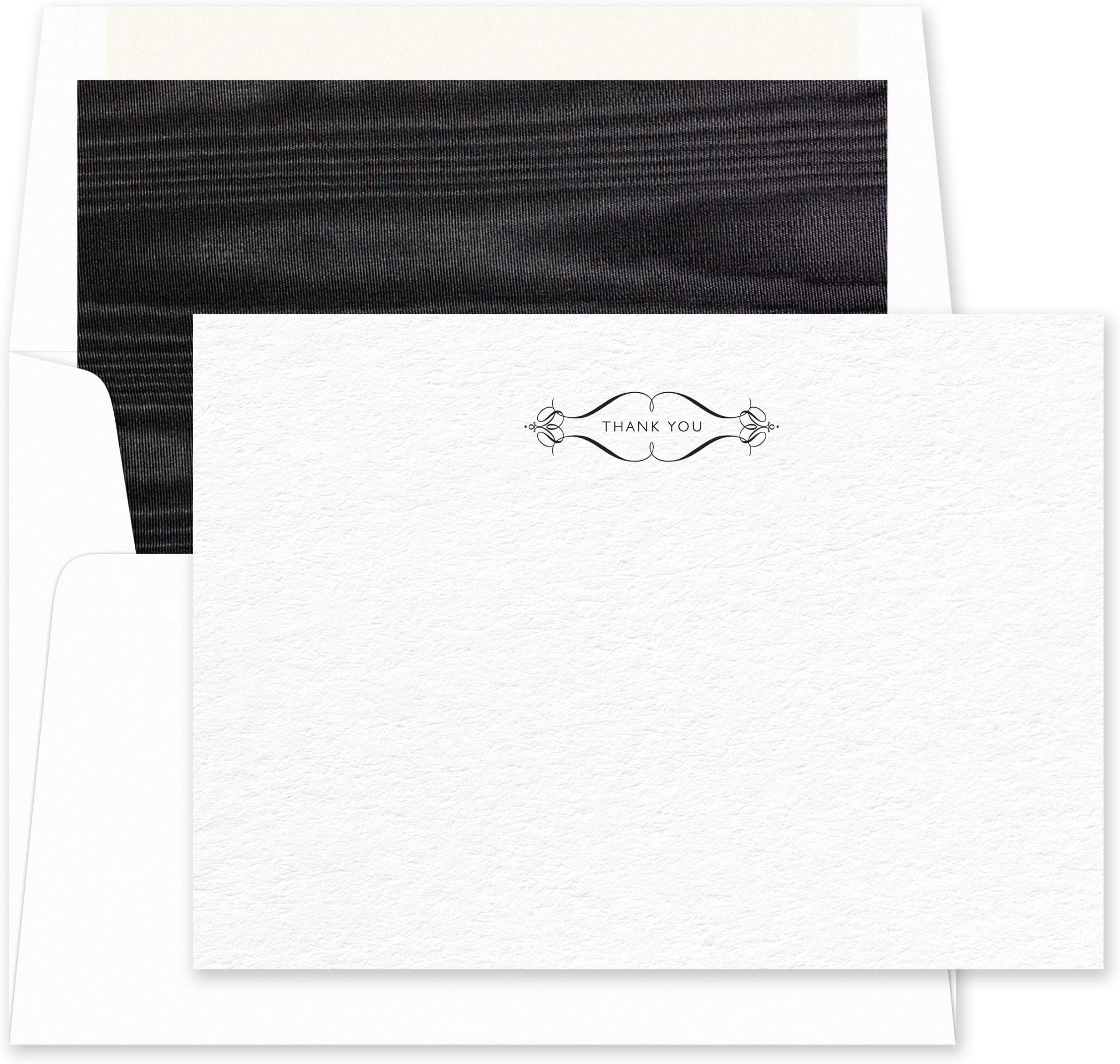 Checkerboard Elate Thank You Note Cards with Hand Lined Envelopes, White