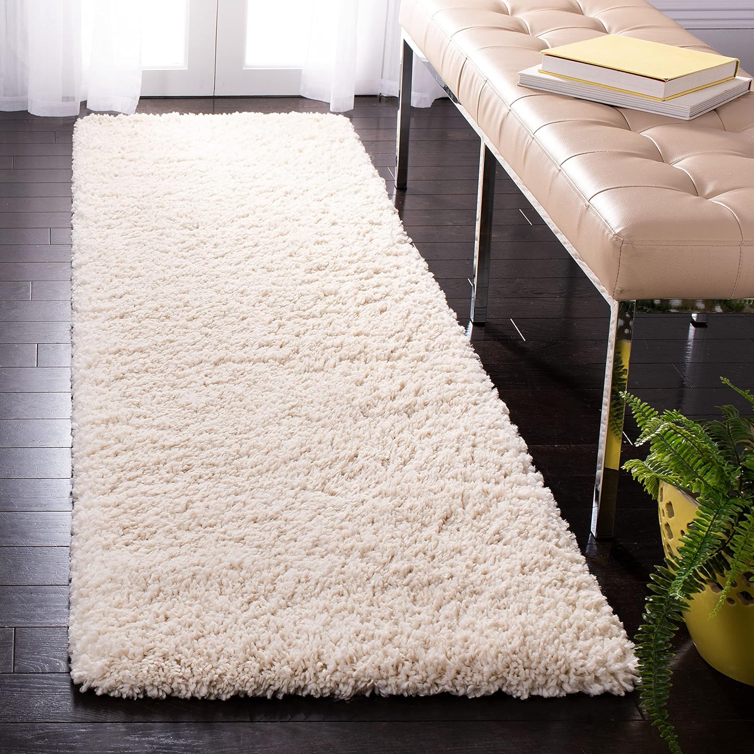 SAFAVIEH Fontana Shag 800 Collection Runner Rug - 8' Runner, Dark Green, Shag & Flokati Design, Ideal for High Traffic Areas in Hallway, Bathroom & Kitchen (FNT800Y-28)