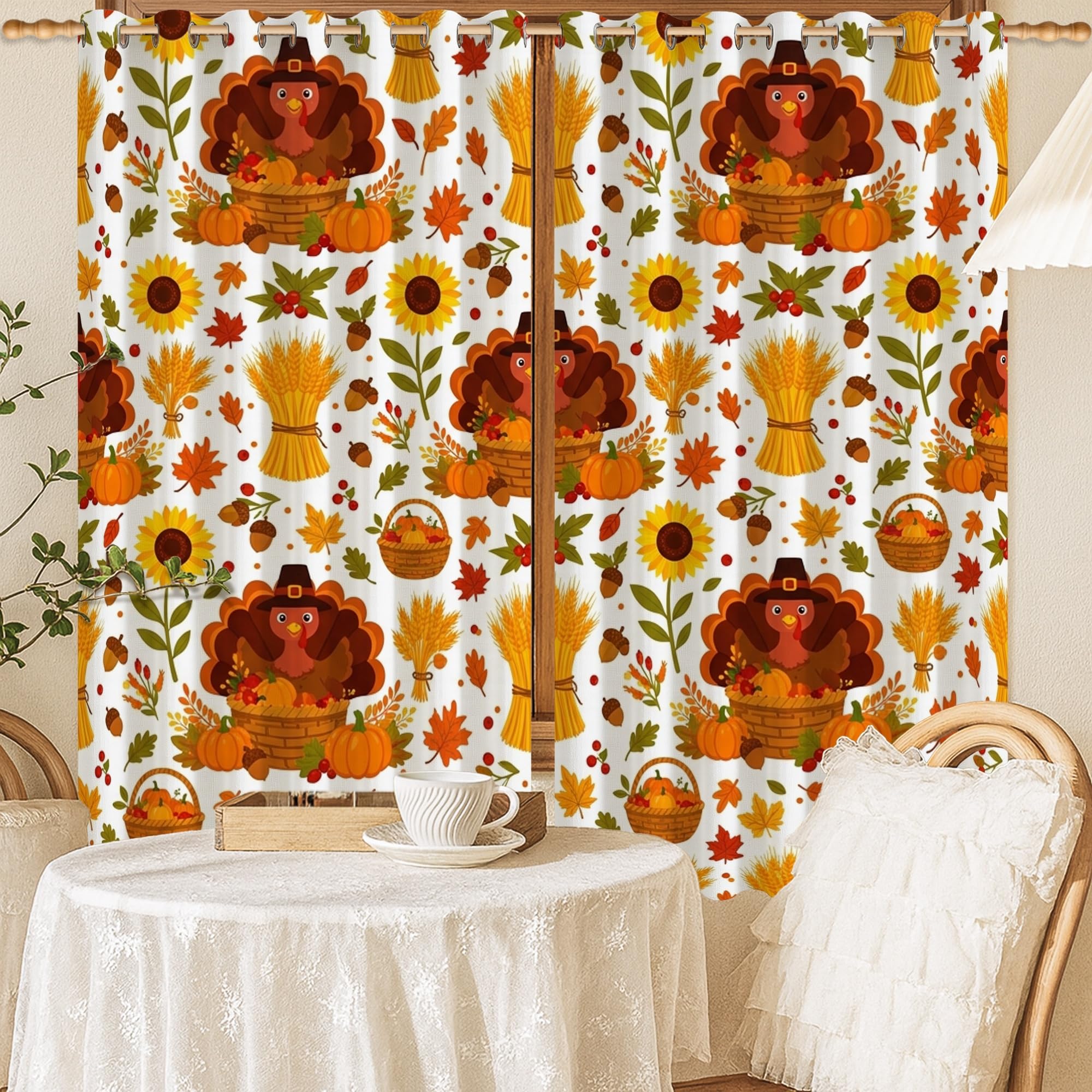 Rideaux occultants Turquie contre la lumière du jour pour sommeil enfant motif citrouilles orange