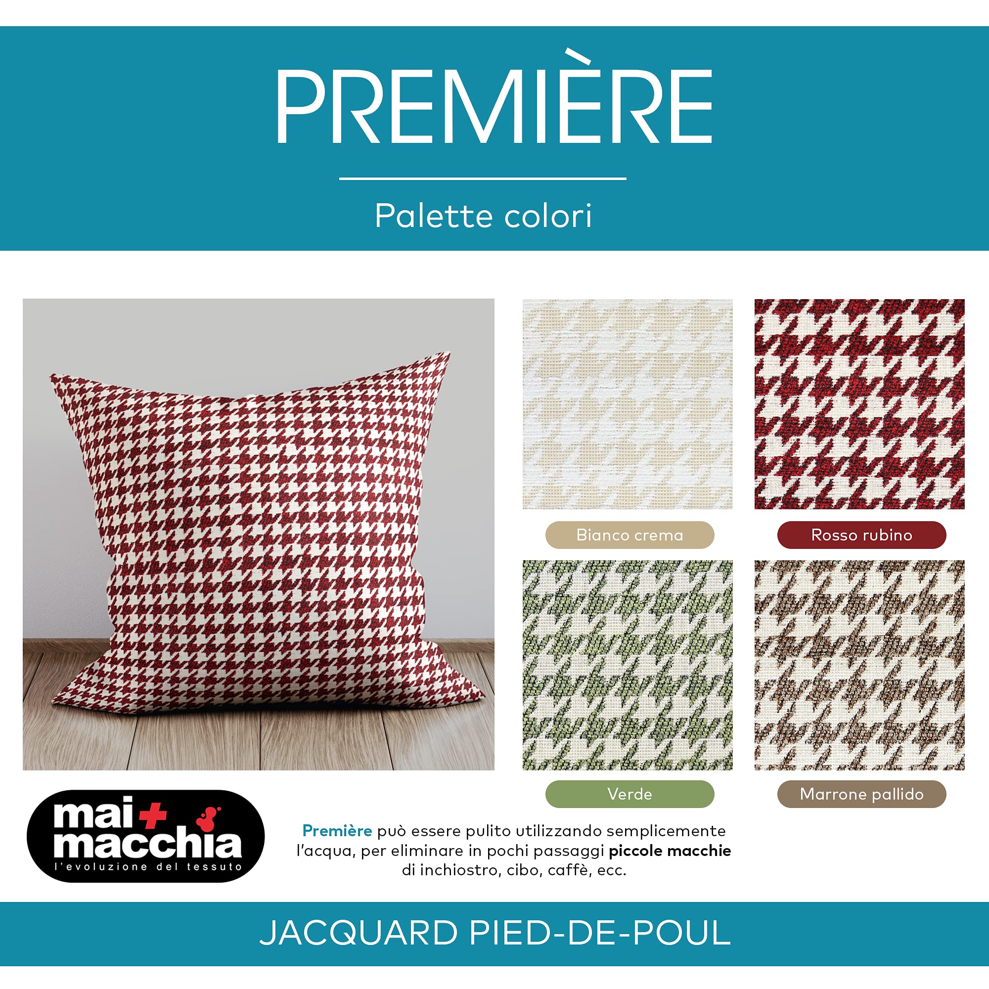 DESHOME Premiere 10 metri - Tessuto al metro Pied-de-poule Jacquard Stoffa per tappezzeria divani, poltrone, cuscini, sedie, borse (Bianco crema)
