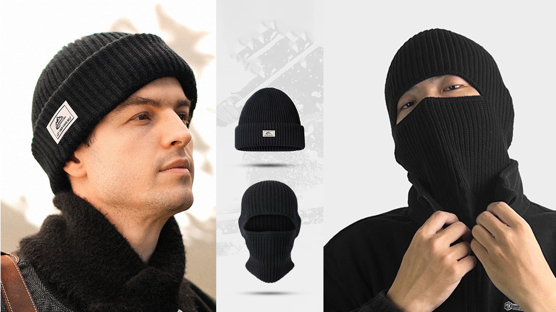 O³ Berretto Donna Invernale - Cappello con Buco per Coda di Cavallo - Berretti da Donna | Include 2 Modelli Diversi - Colore Azzurre e Nero