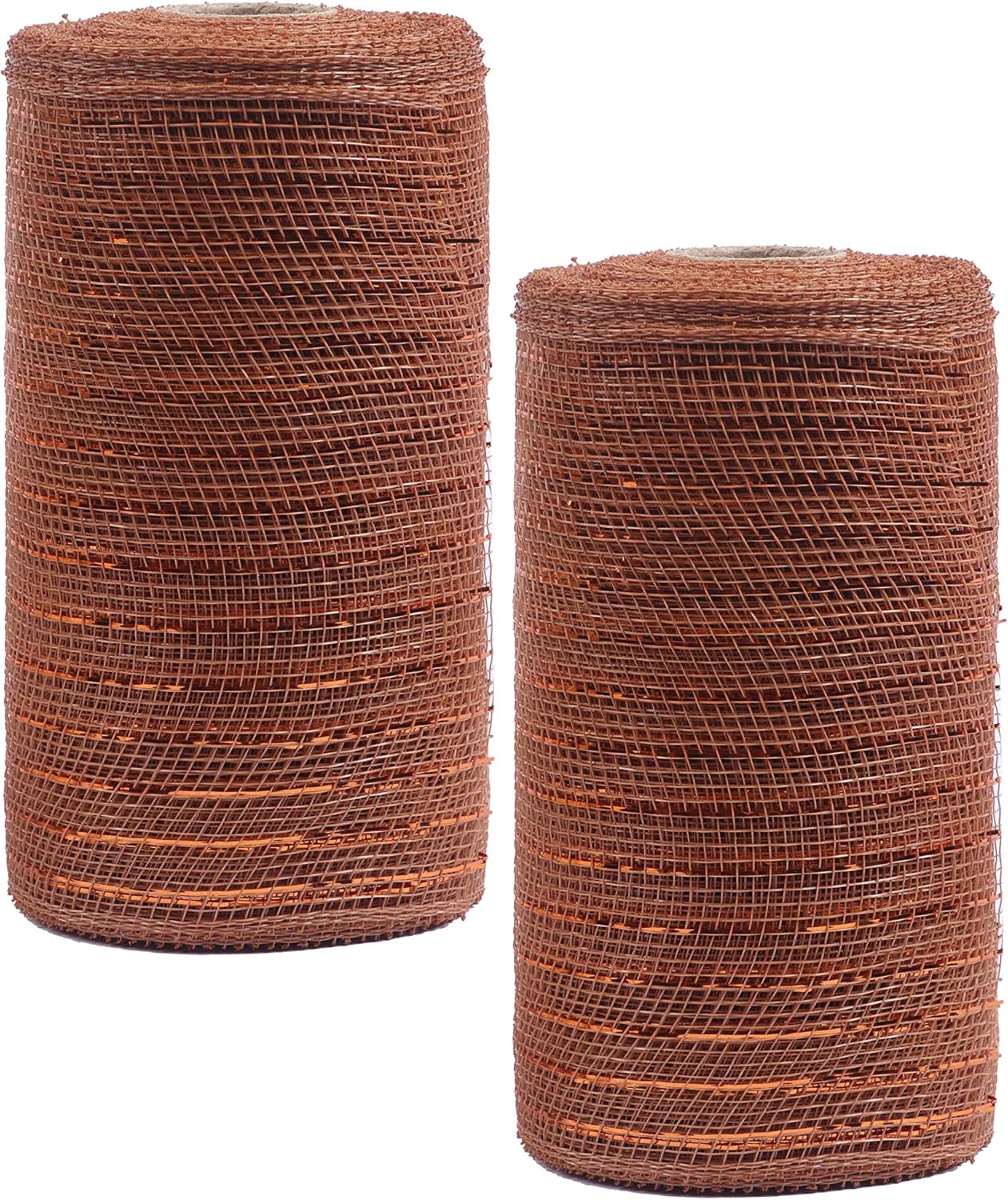 YYCRAFT 2パック 6インチ メタリックデコ ポリメッシュリボン (合計20ヤード)-ブラウン