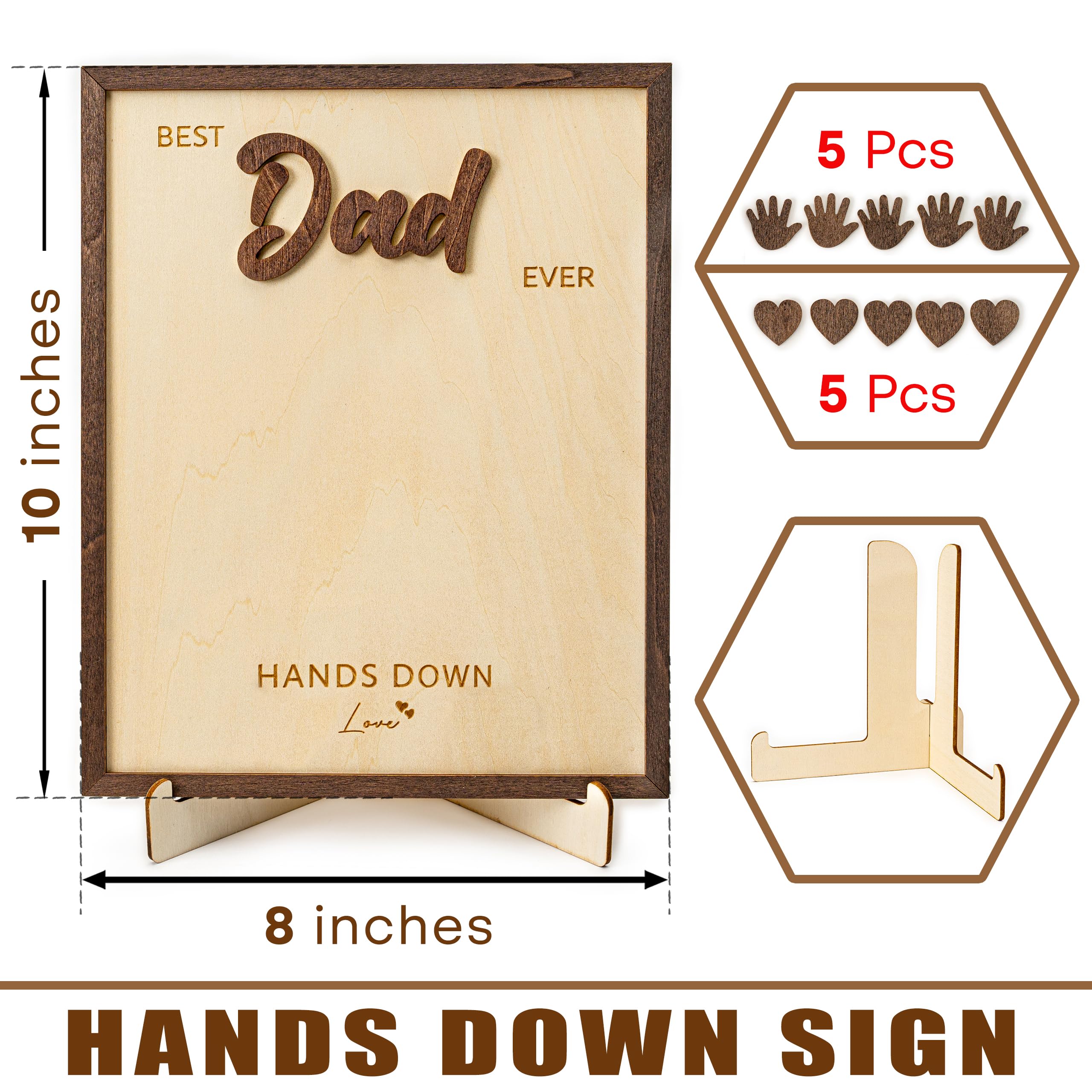 10" Gifts for Dad from Kids Custom fathers day Best Dad Ever gifts Hands down sign - Personalized Fathers Day Dads Gift from kids daughter son, First fathers day Daddy gift for new dad / Birthday