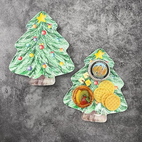 Miniatura 4 de UP ware - Platos de melamina de 6 piezas de 10 34 pulgadas con forma de árbol de Navidad árbol de Navidad