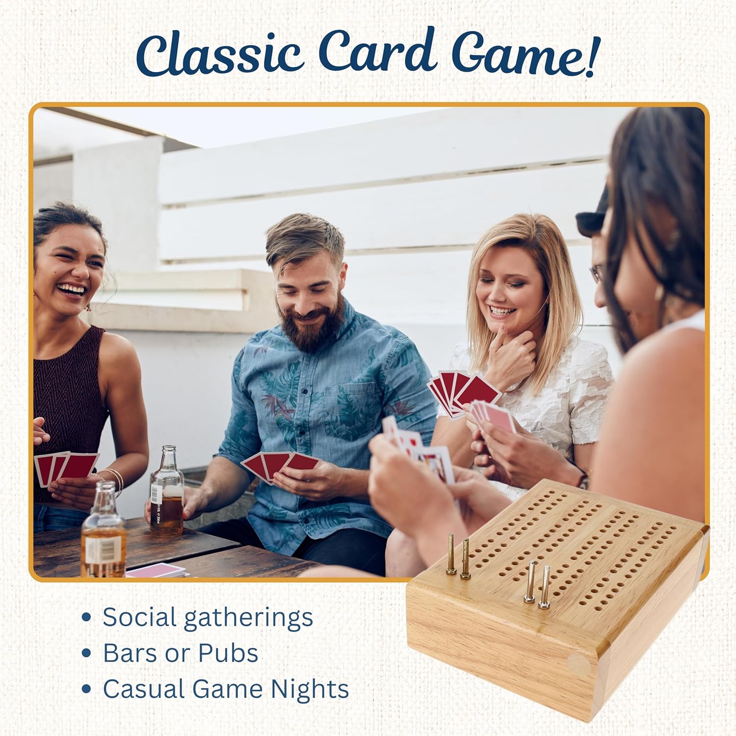 WE Games Wooden Travel Cribbage Board Game Set 4.75 in, Small 2 Track Travel Cribbage Board with Card Storage, Includes Deck and Metal Pegs (Pack of 2)