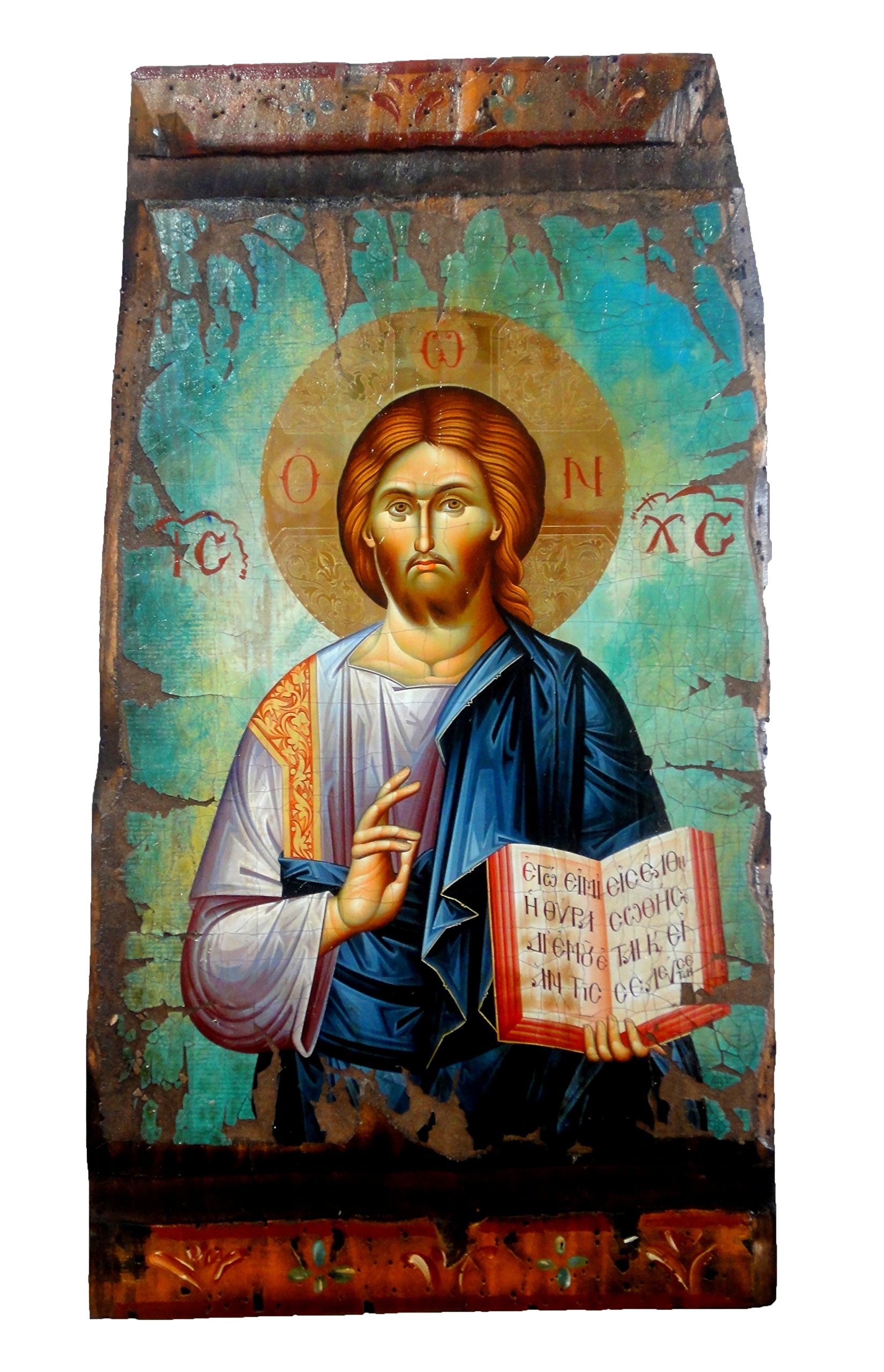 Icône en bois fait main de Jésus Christ sur toile premium M17