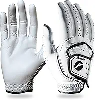 Luva de golfe – Luvas de golfe profissionais – Luva de golfe de couro premium – Aderência máxima – Branca – Luva de golfe masculina