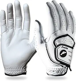 Luva de golfe – Luvas de golfe profissionais – Luva de golfe de couro premium – Aderência máxima – Branca – Luva de golfe masculina