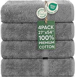 Chakir Turkish Linens | Hotel & Spa Quality 100% Cotton Premium Turkish Towels | Soft & Absorbent (4-Piece Bath Towels, Gray)