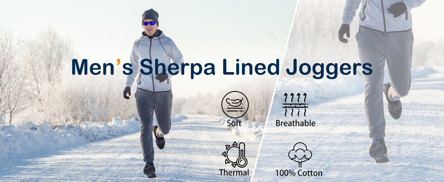 Seven Oaks Men's Warm Sherpa Lined Jogger Sweatpants W/ Pockets  Black Marled M