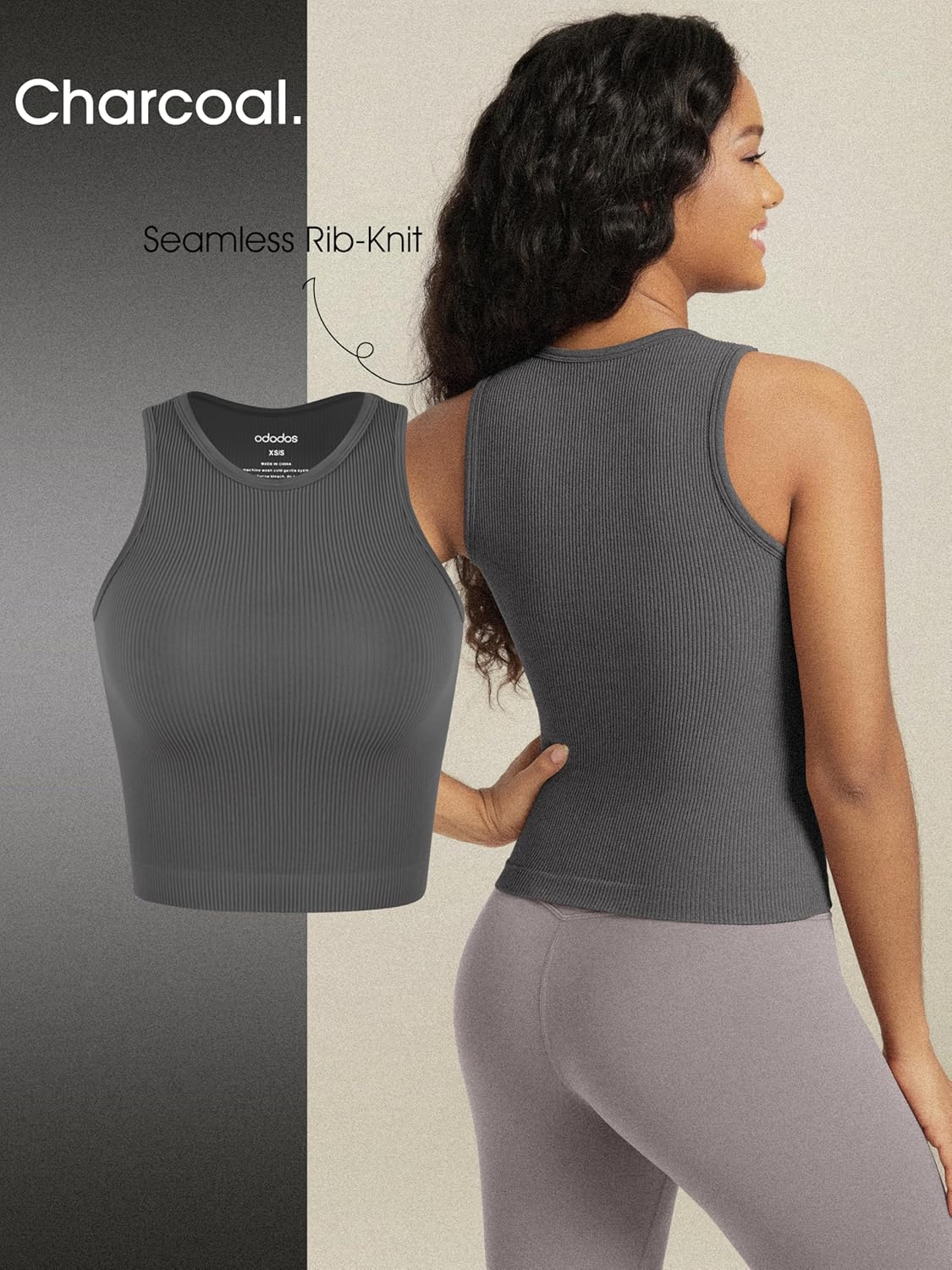 ODODOS 3-Pack Seamless Crop Tank for Women Ribbed Soft High Neck Cropped Tops - Image 5