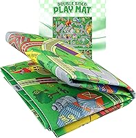 Vista 1 de Alfombra de juego infantil de doble cara con trenes, coches, carreteras, ciudad