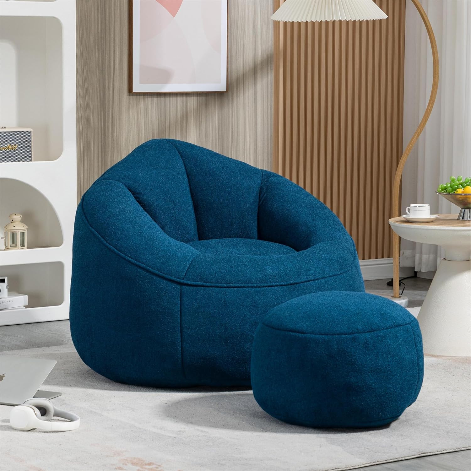 Amazon.com: Bean Bag Sofa Chair with Ottoman - Comfy Oversized Chair for Bedroom - Includes Bean ...