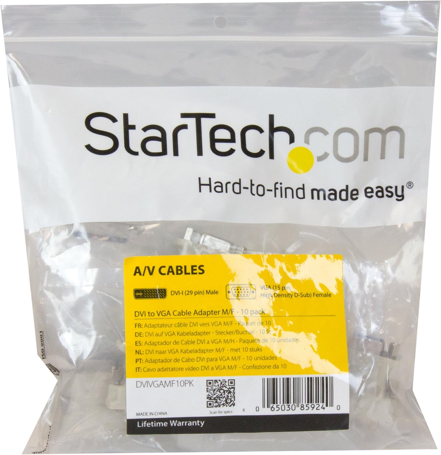 StarTech.com DVI to VGA Cable Adapter - DVI (M) to VGA (F) - 10 Pack - White - Male DVI to Female VGA (DVIVGAMF10PK)
