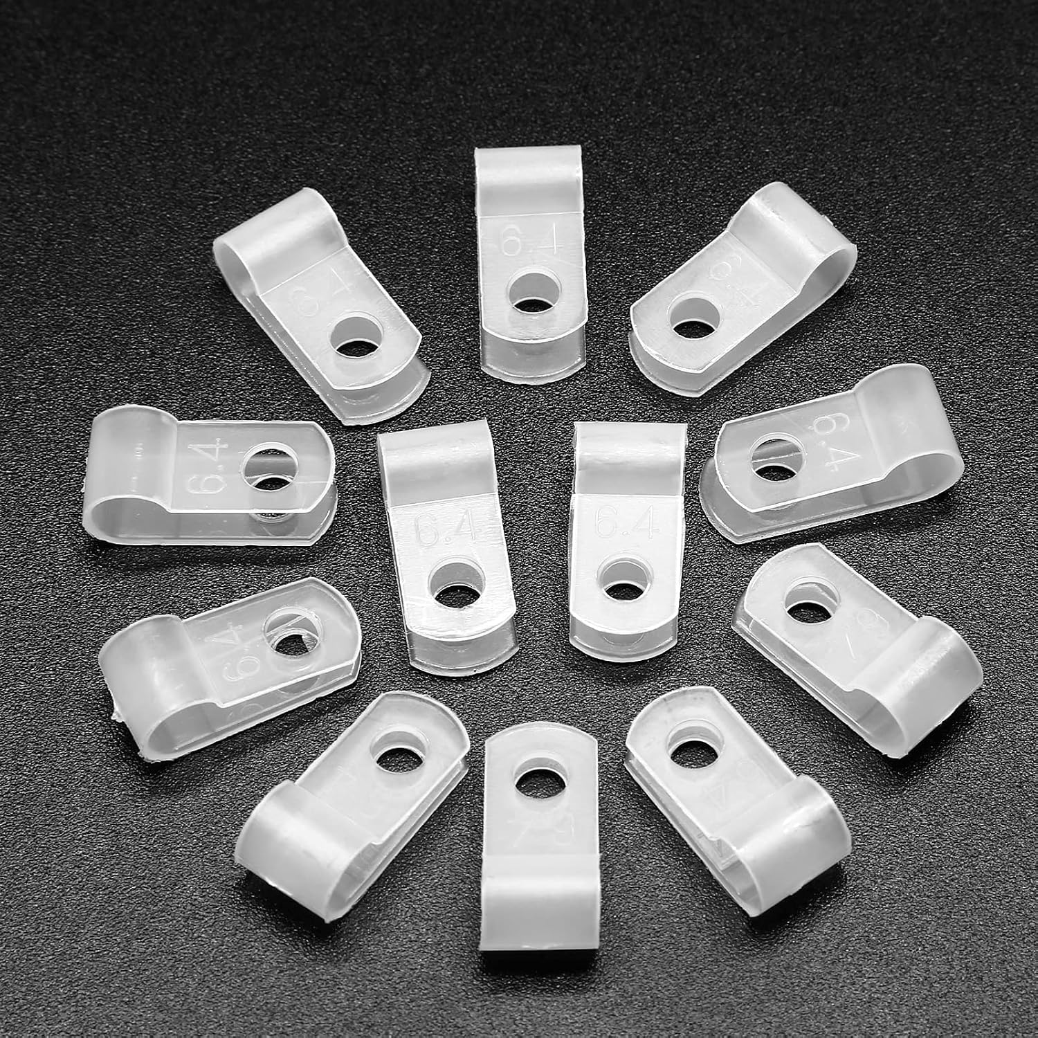 200pcs R Type Nylon Cable Clamps, 1/4 Inch (6.4mm) Screw Mounting Wires Cord Organizer Clips, Cord Fastener Clamp for Wire Management (White)