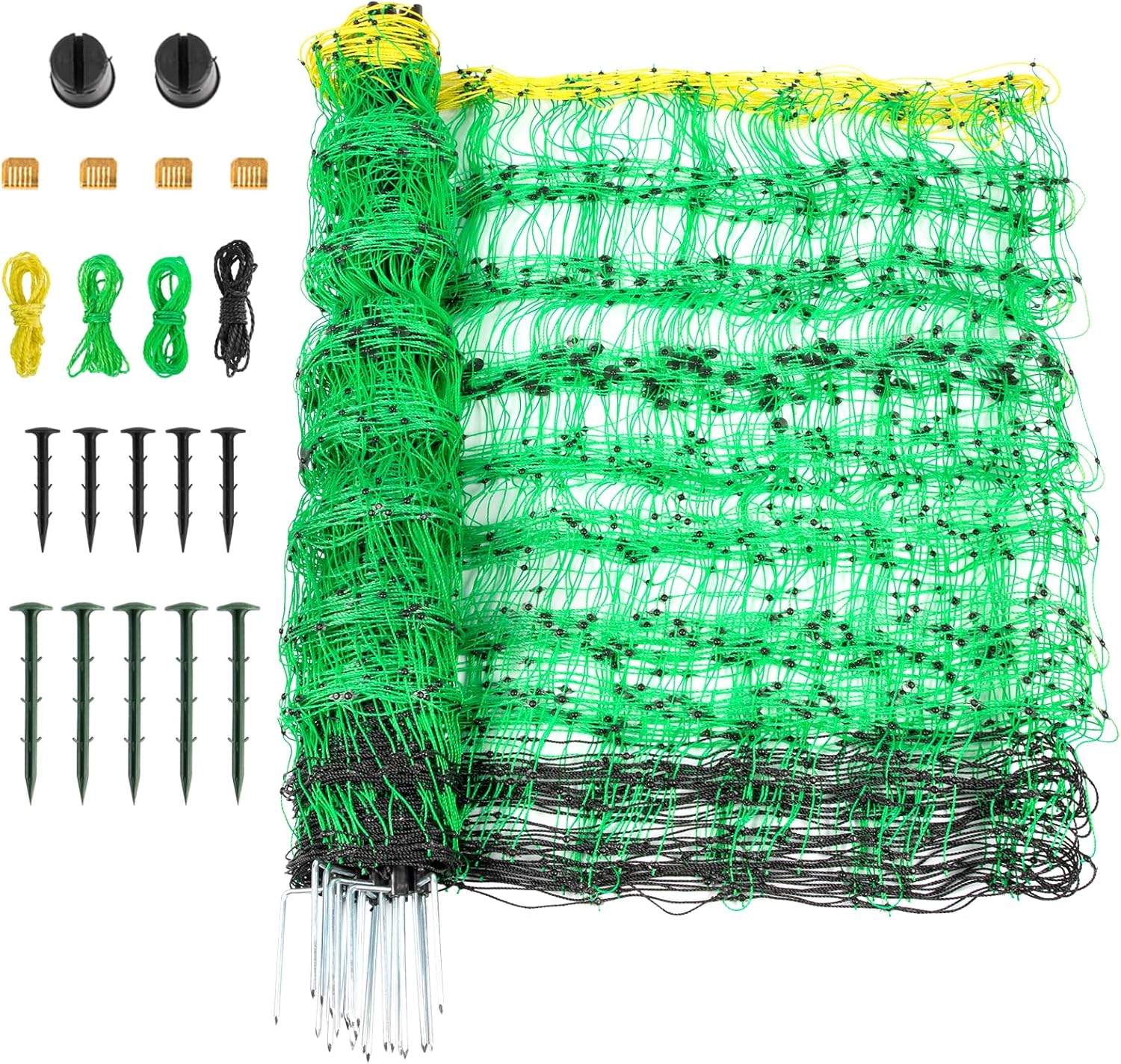 Electric Fence Netting, 49.6" H x 164' L, PE Net Fencing Kit with 14 Posts Double