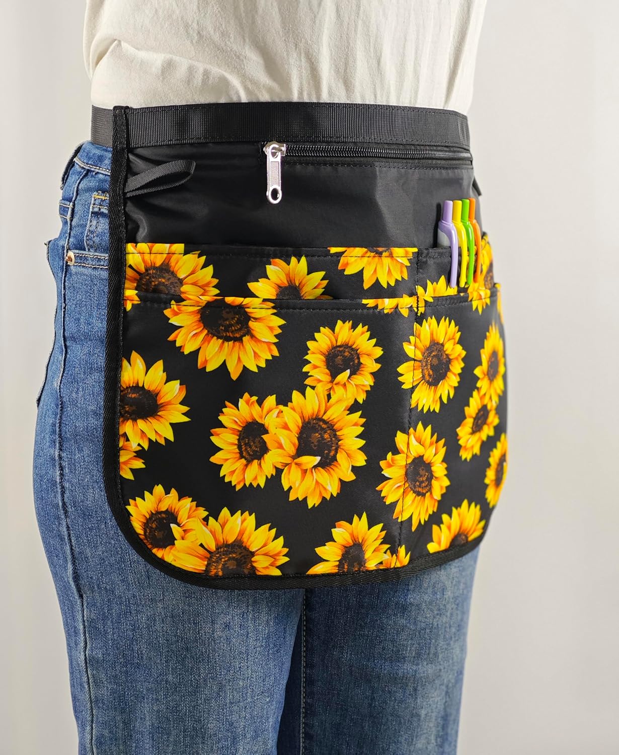 Waterproof Server Apron for Women with 5 Pockets,Quickly Put on and Take off Waitress Aprons,Work Apron for Bartender Barista - Image 3