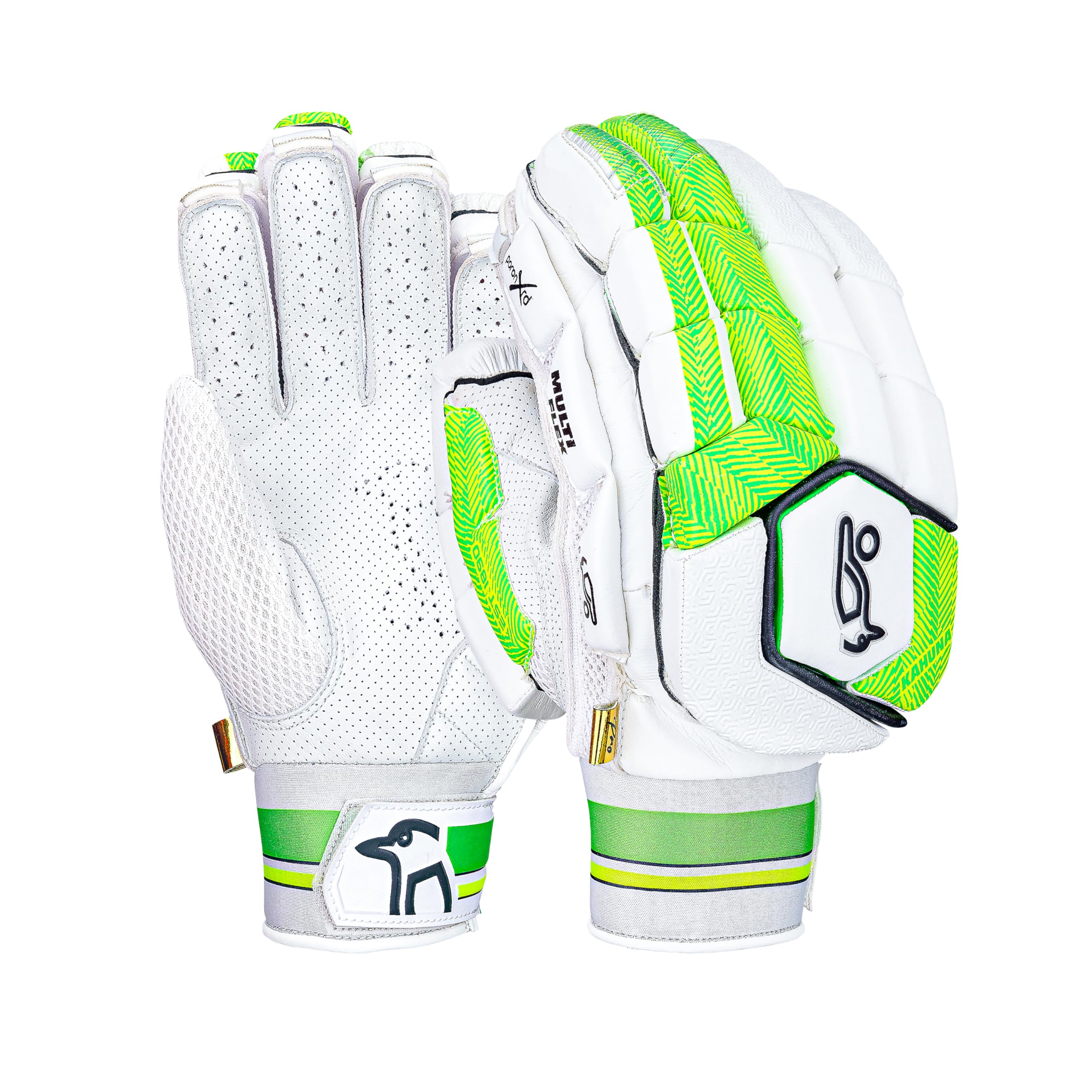 Kookaburra Kahuna Pro Batting Gloves (Adult Right Hand), White & Lime