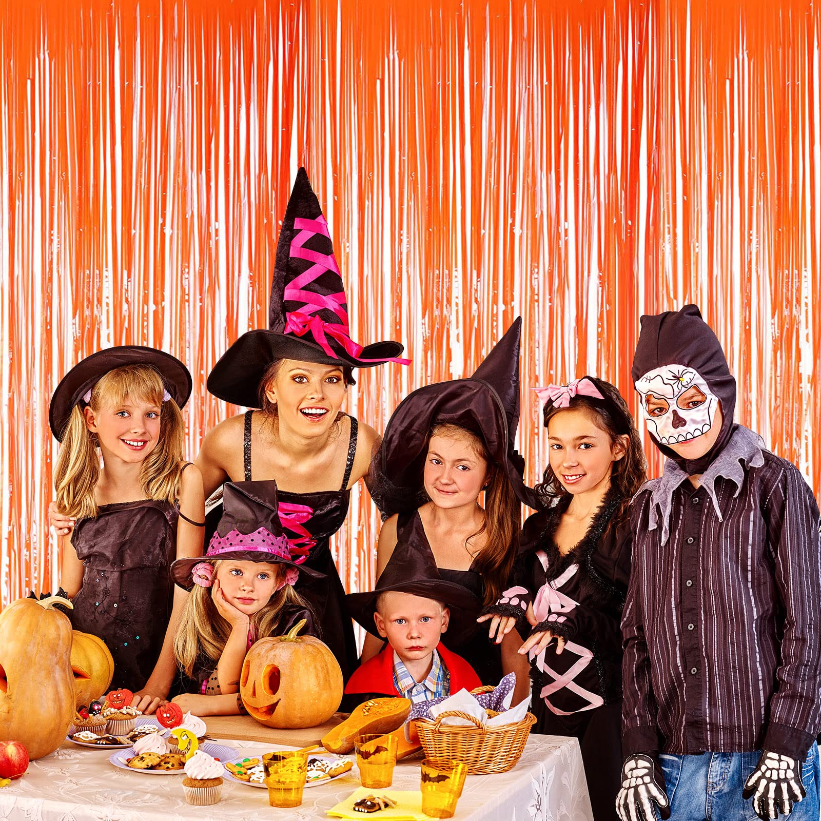 MORANTI Glitzer-Fransenvorhänge – 2 Stück, Je 1x2 M, Glänzendes Orange, Für Party-Hintergrund