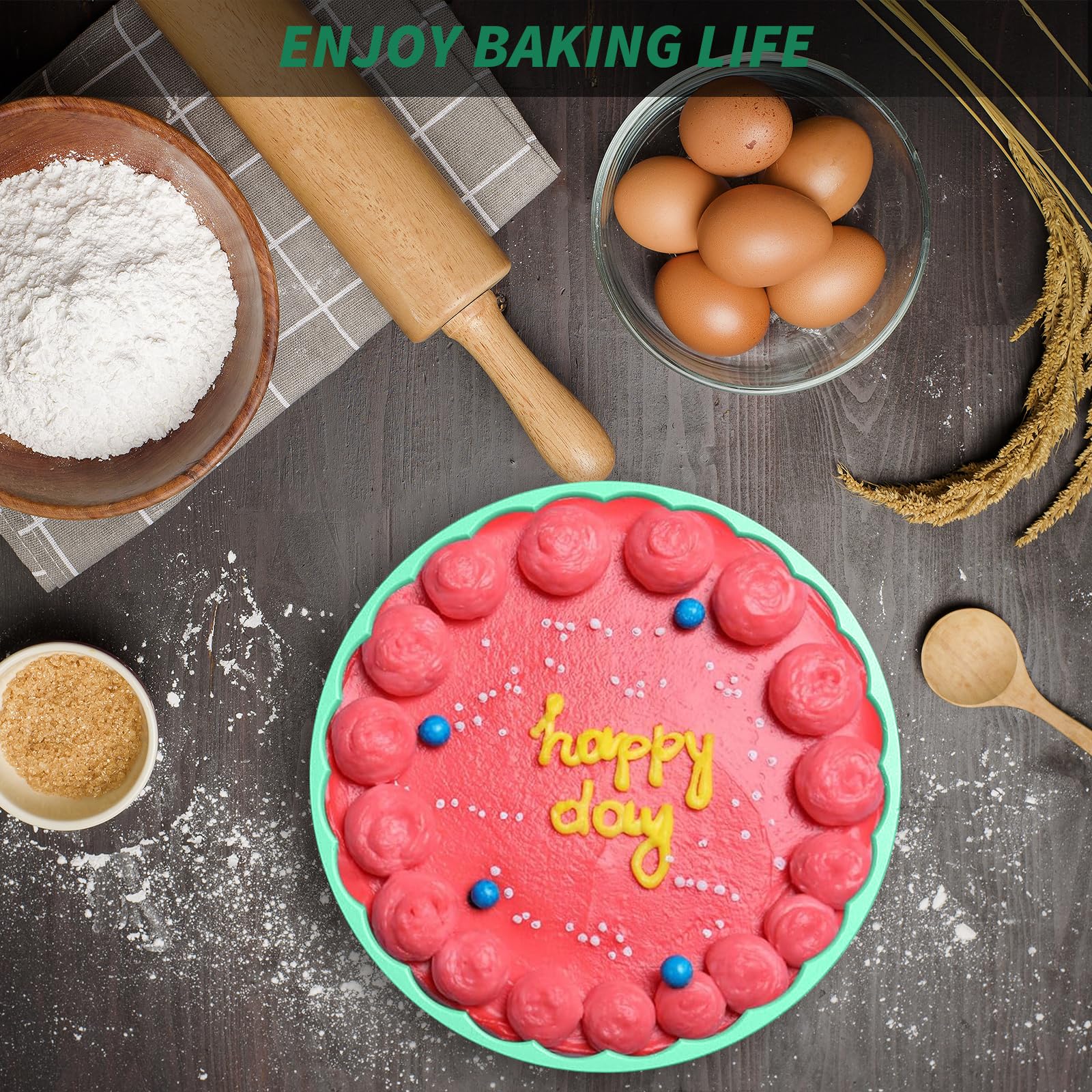 Charlotte Cake Pan de silicona de 10 pulgadas, molde redondo antiadherente de silicona para hornear, moldes redondos de silicona para tarta de queso, tarta de tartas de brownie y fresas 5