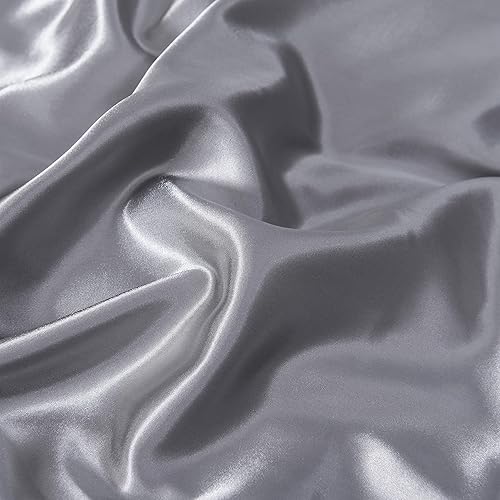 Vista 9 de Sleepymoon - Juego de funda de edredón de seda para cama doble, matrimonial, Queen, King, Poliéster, Crema, King