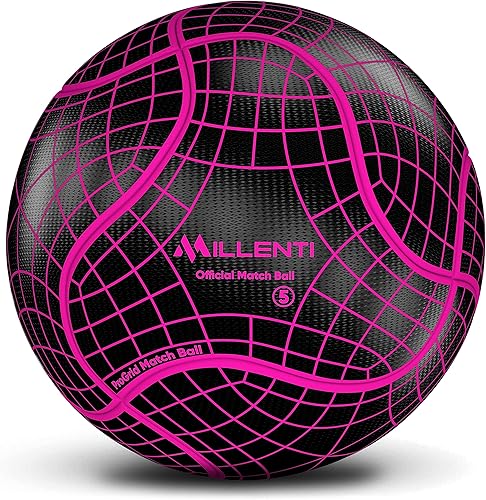 Miniatura 11 de Balón de fútbol Millenti tamaño 5 – Reverse Bend-It – Balón de fútbol con alta visibilidad, fácil de rastrear – Balones de fútbol oficial con unión