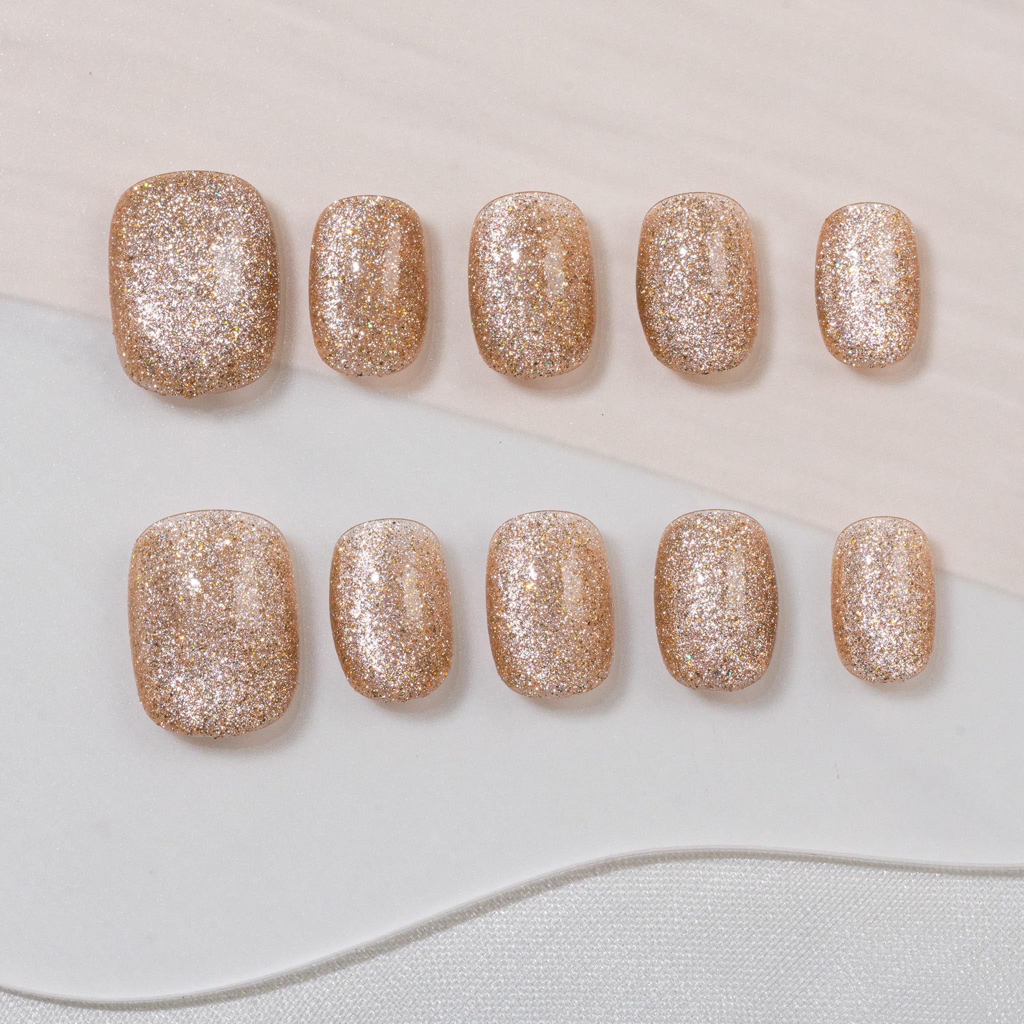 Sun&Beam Nails Handmade Press-on Medium Long Almond Fuchsia Pink Cat Eye Design Charming False Nail Tips 10 Pcs (#124 L) — view 52