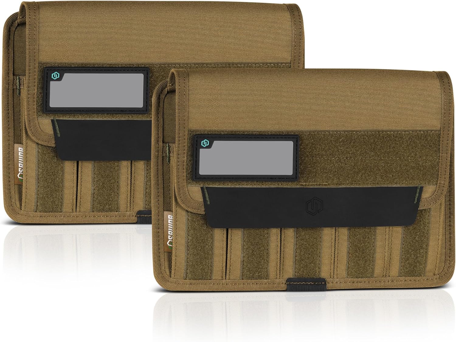 Savior Equipment Mag Buddy 2-Pack Tactical Pistol Mag Pouch Hold Up to 5 Standard Single/Double Stack Magazine, Handgun Magazine Organizer Holder Transportation Carrier, 4 of ID Patches Included