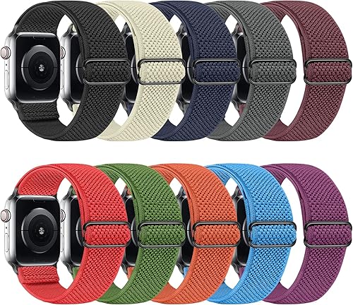 Miniatura 1 de Tiptops Paquete de 10 correas elásticas de reloj compatibles con Apple Watch de 1.496 pulgadas, 1.575 pulgadas, 1.614 pulgadas, 1.654 pulgadas,