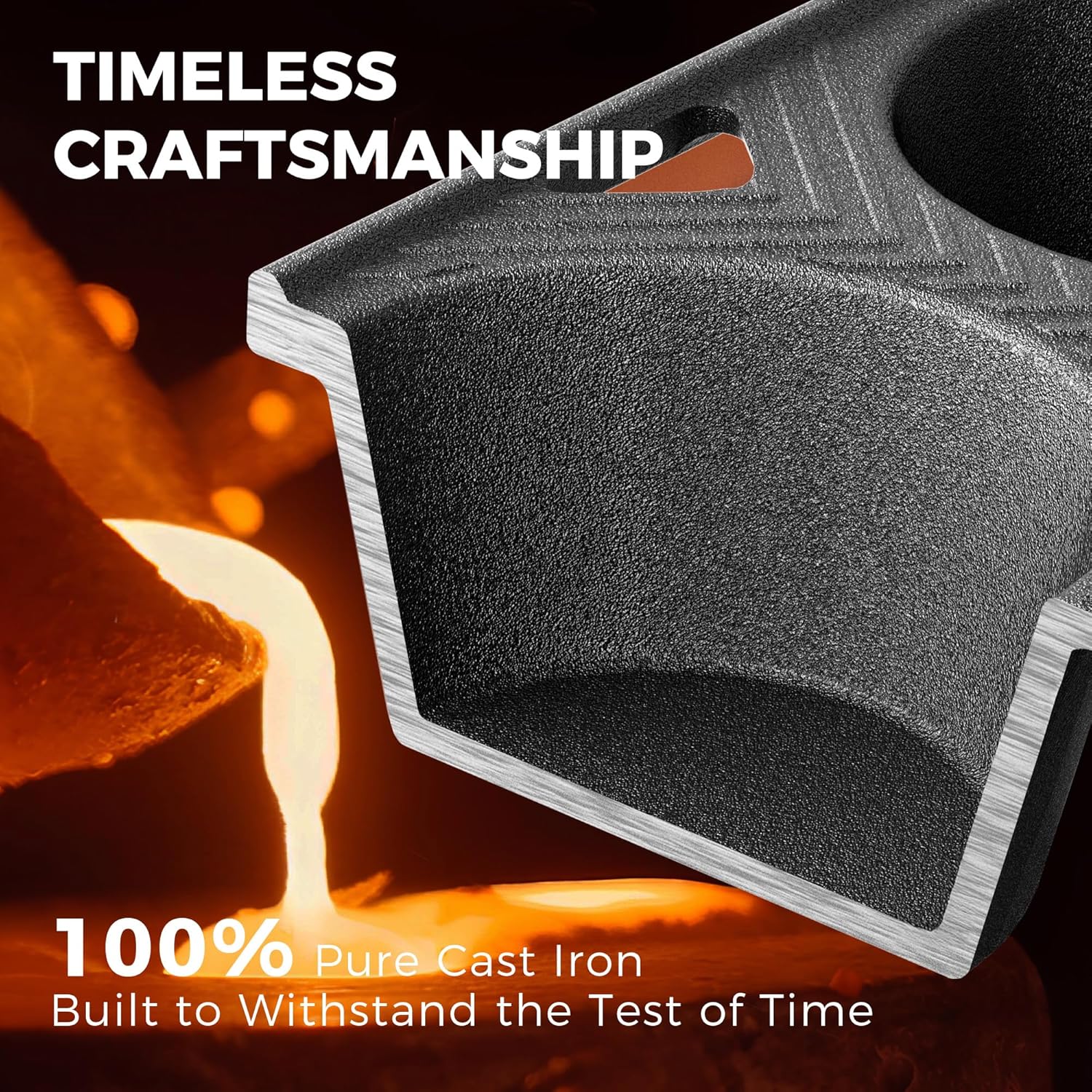 HONGBAKE Everline Collection Cast Iron Muffin Pans, Non toxic Uncoated 6-Cup Muffin Tins, Non-Stick Pre-Seasoned Cupcake Tray Pan Set for Baking, Oven & Stovetop Safe, Standard Size, 2 Pack - Image 4