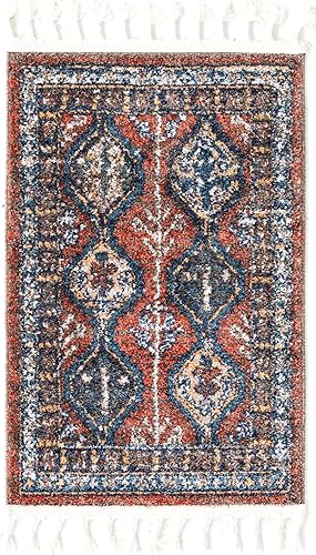 Miniatura 3 de Unique Loom Aramis Collection - Alfombra de área (2 pies x 3 pies 1 pulgada, rectangular, rojo óxidoazul)