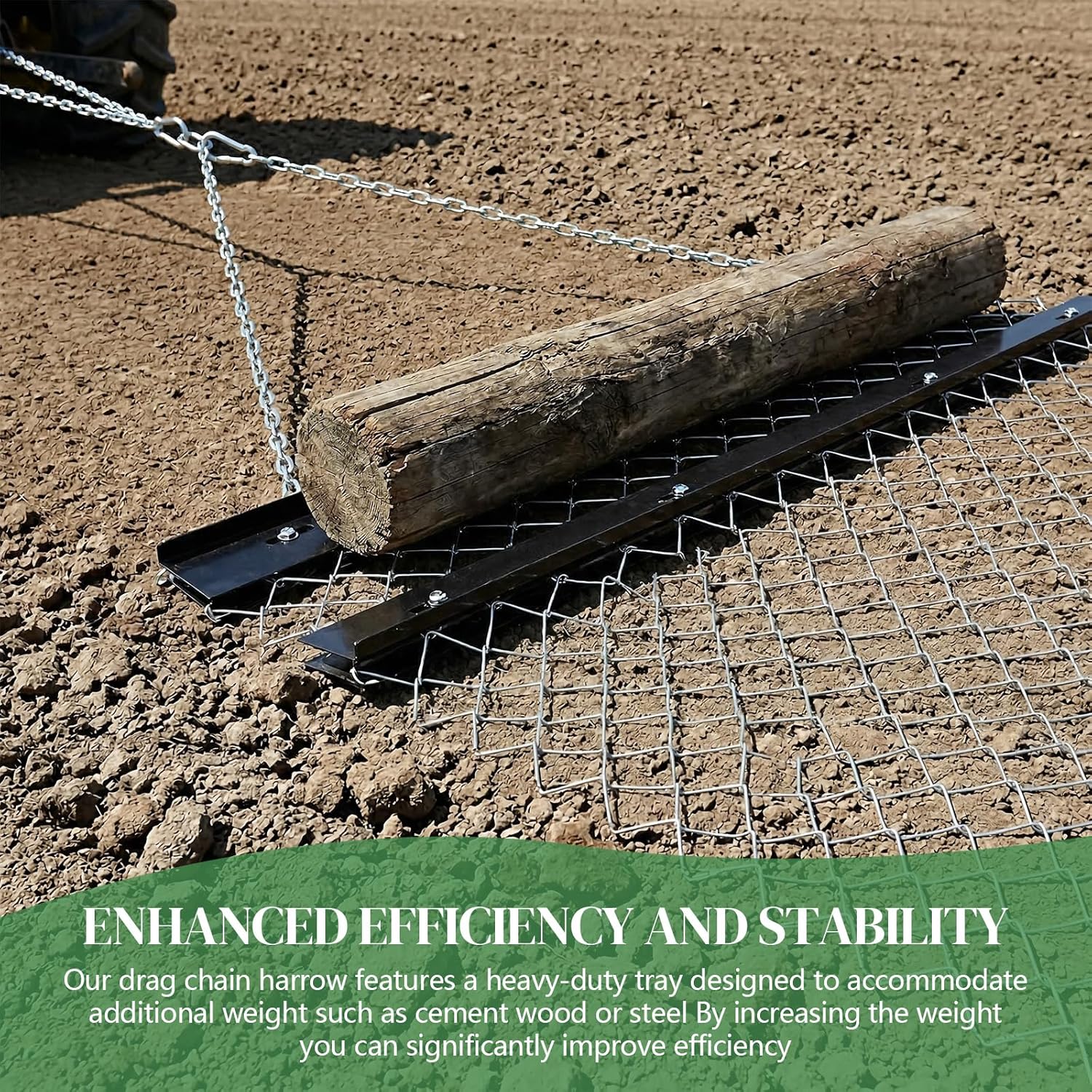 Heavy Duty ATV Drag Harrow 4x5 ft, UTV Q235 Steel Chain Harrow, Tractor Attachment with Weight Tray for Landscape Leveling, Gravel Driveway Smoothing, Sod Prep & Field Seeding, Black (4'x5')