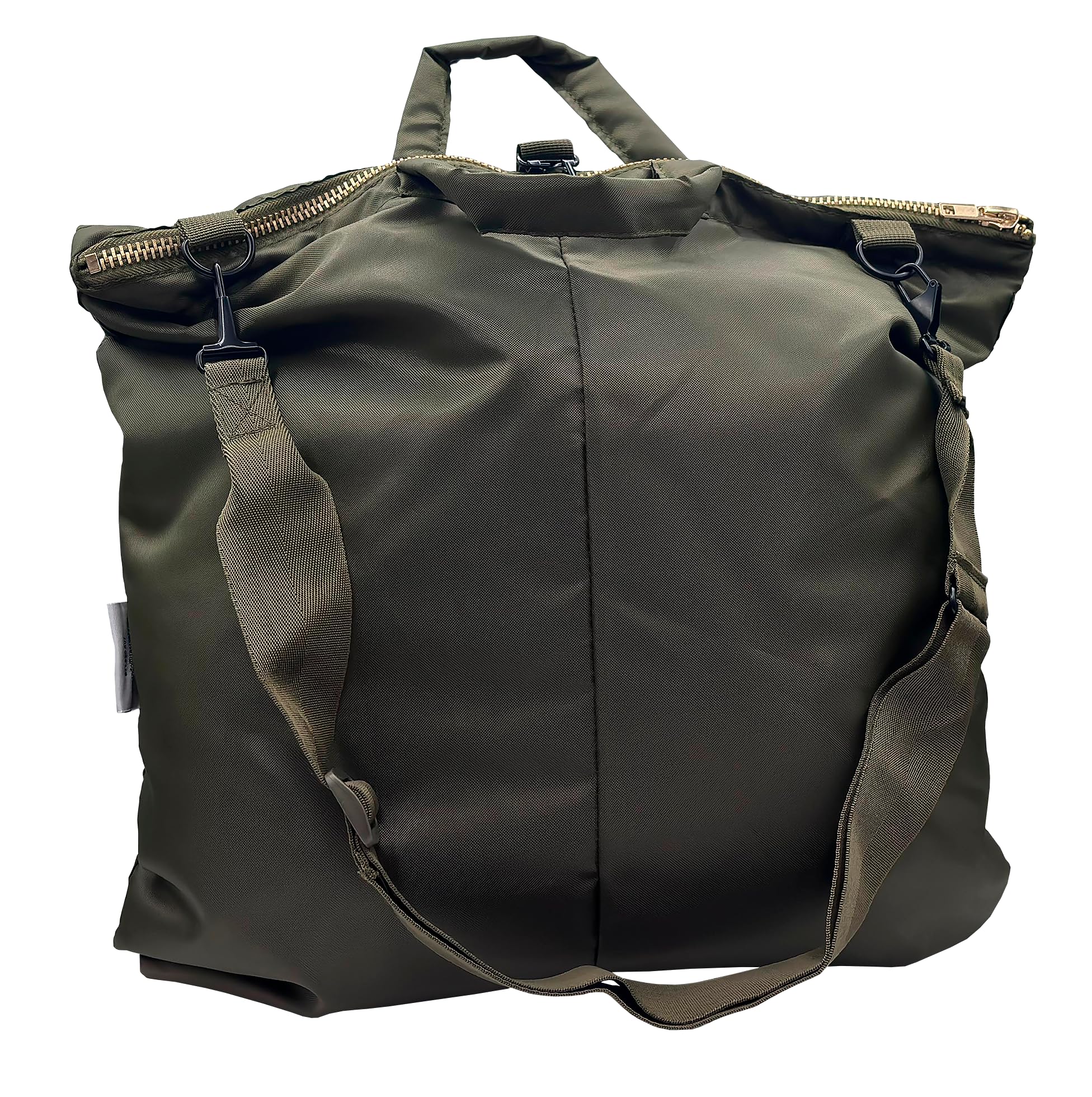 Bolsa de Vuelo Militar, Porta Cascos para Pilotos de Combate, Nylon Resistente, Color Verde Oliva, con Cremallera y Correa Ajustable + Parche US Navy Seals Regalo para Coser en la Bolsa